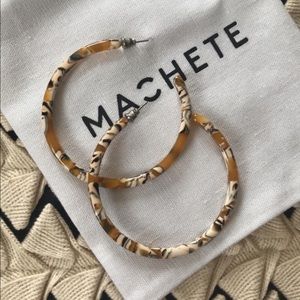 MACHETE large calico Italian acetate earrings